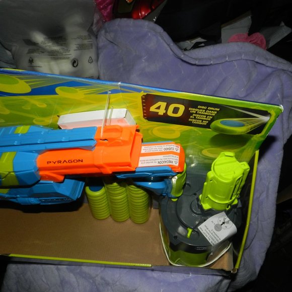 NERF Vortex Pyragon and 40 Disc Drum Blaster set Sealed   NEW - Picture 9 of 15